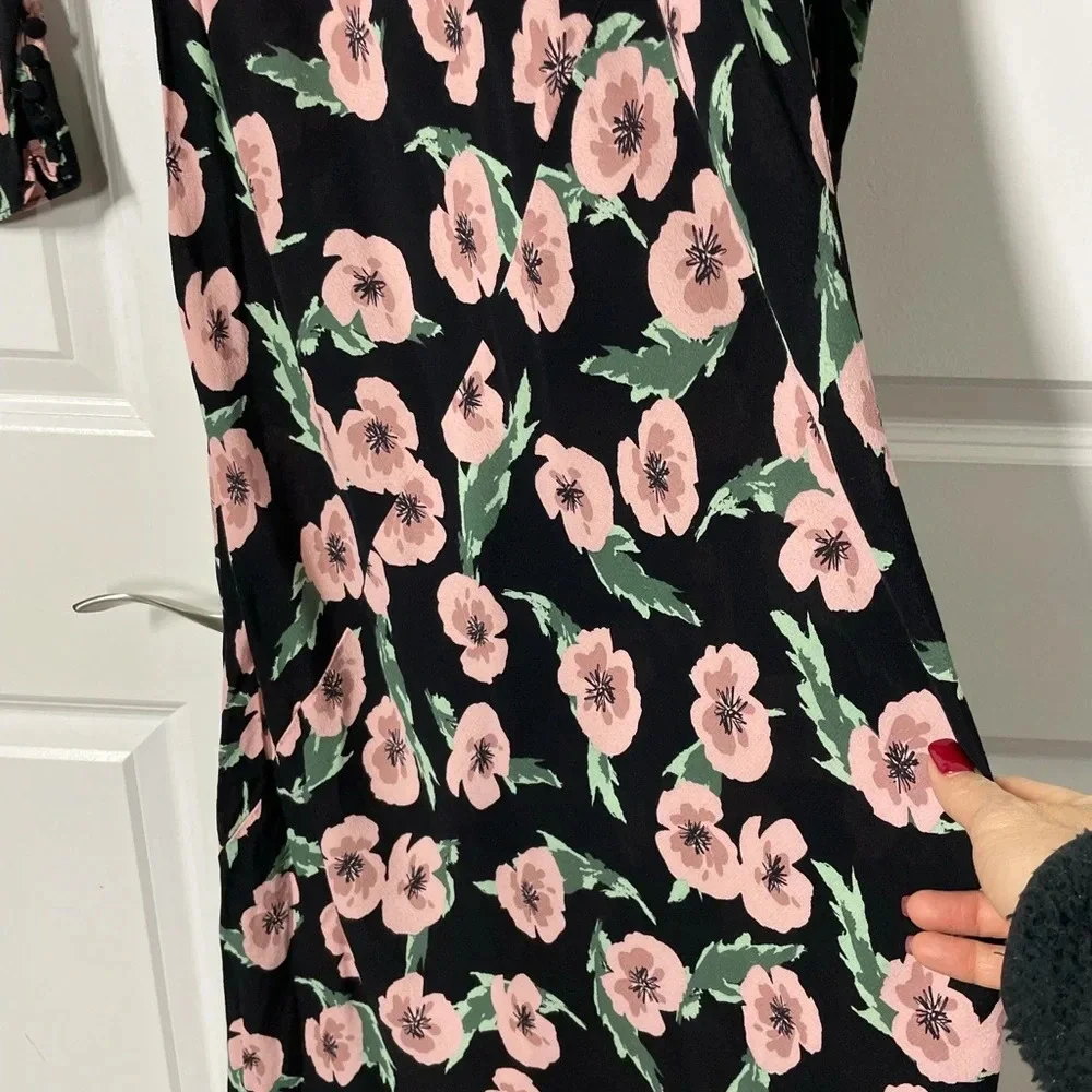 Zara Floral Long Sleeves Bias Cut Dress size S - Picture 4 of 9